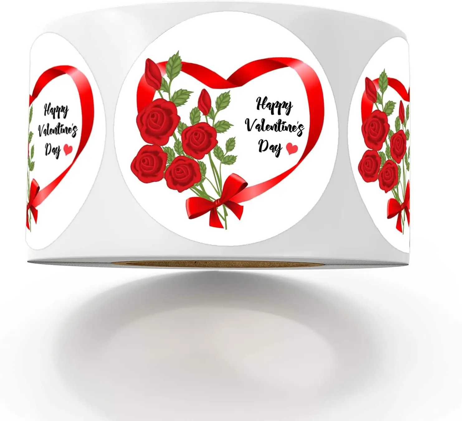 

Happy Valentine's Day Decals Heart Red Rose Bouquet Stickers 2 inch Valentine Decorative Party Favors Labels 500Pcs