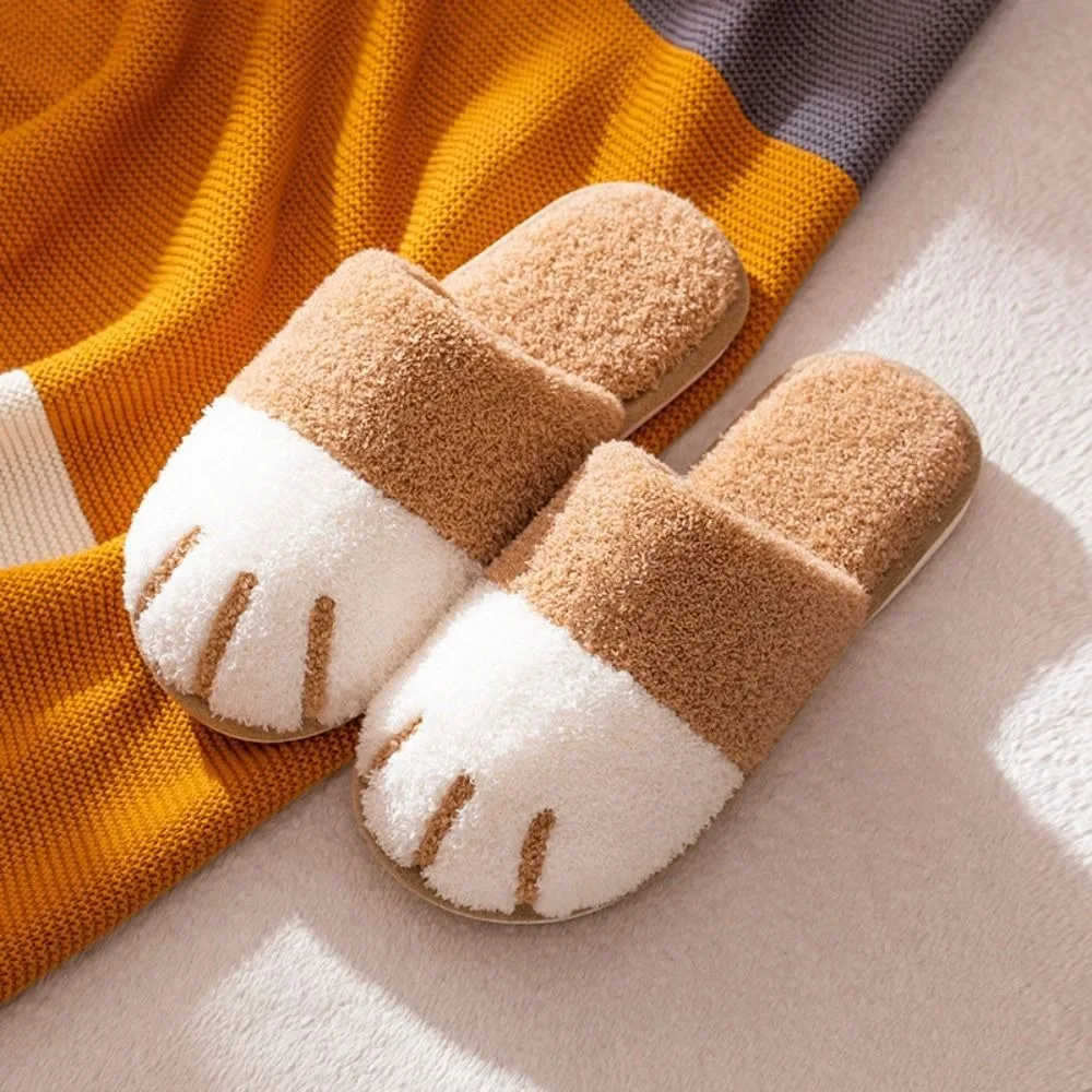 

Non-Slip Kitty Cat Paw Slippers Creative Soft Cat Claw Slippers Animal Thick Sole Winter Fluffy Slides Indoor