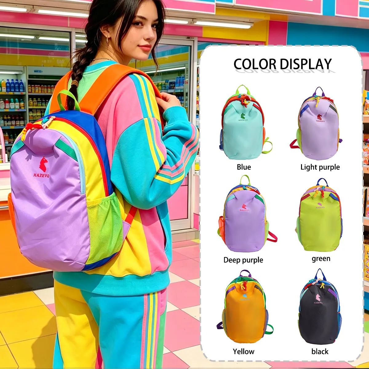 Lightweight Large Capacity Dopamine Nylon Sports Backpack Casual Shoulder Bag For Hiking Mountaineering Outdoor Trip
