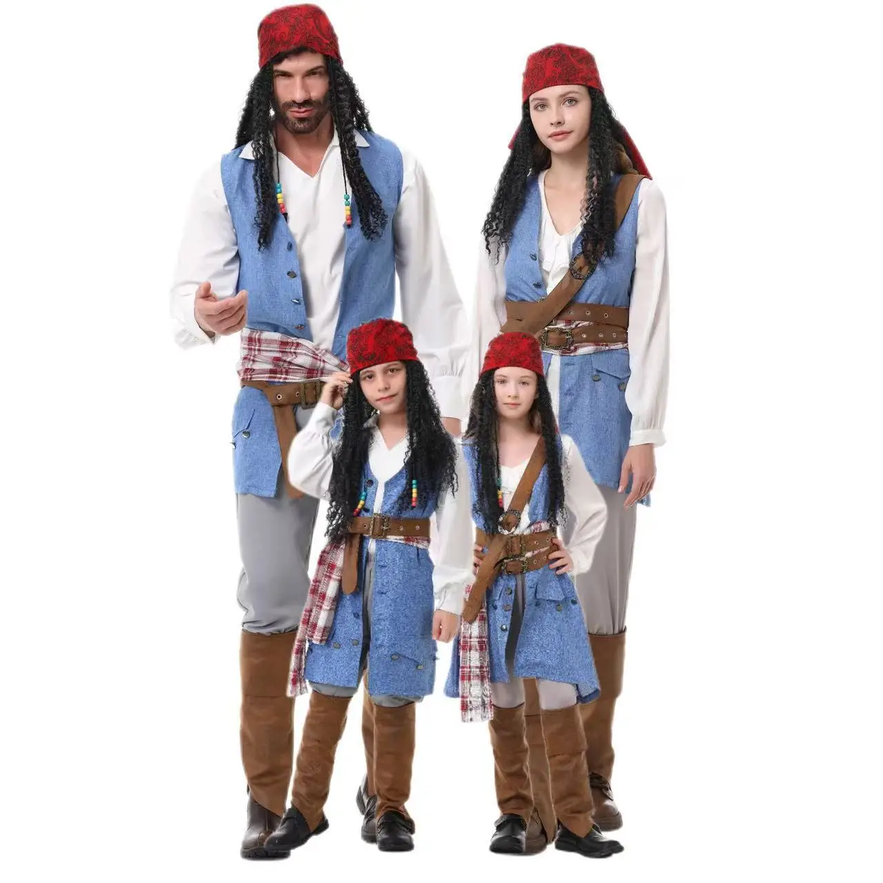 Conjunto de Disfraces de Piratas Vintage para Familia, Carnaval, Fiesta, Actuación en Escenario, Disfraz de Pirata Caribeño, Halloween, Mascarada, Juego de Roles