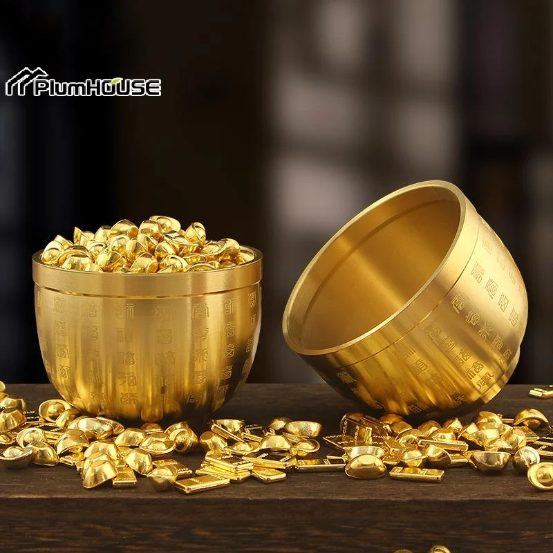 النحاس النقي مائة بركات كوب ديكور للطاولات وعاء حلوى خريطة الحظ جمع الكنز الوفرة Baifu وعاء دراسة الحلي