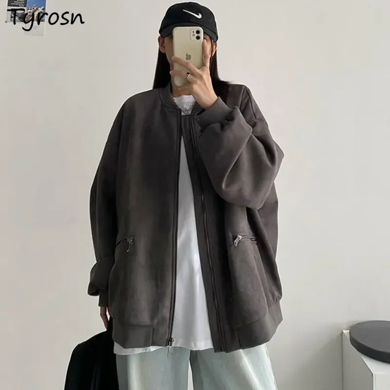 

Jackets Women Loose All-match Autumn Casual Retro Basic Minimalist Pure Streetwear Personality Korean Style Students Stylish New