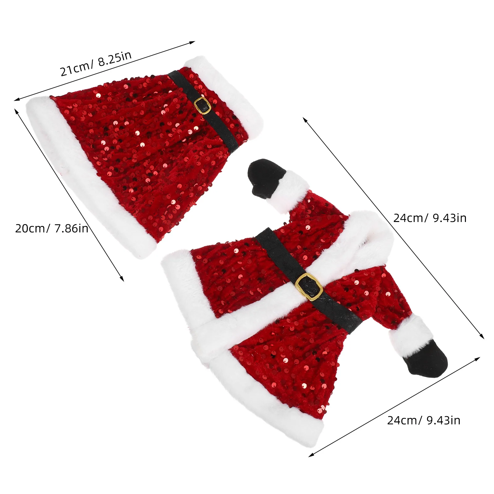 غطاء فستان لزجاجة نبيذ عيد الميلاد مزين بالترتر وقطعة مركزية لطاولة عيد الميلاد وحامل الهدايا وواقي الأكمام