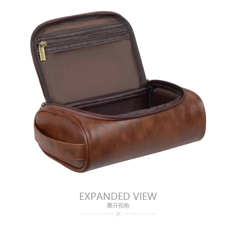 Hohe Qualität Reise Kulturbeutel Für Frauen Männer Retro PU Leder Kosmetik Taschen Weibliche Wasserdichte Reise Make-Up Tasche – Detail 16