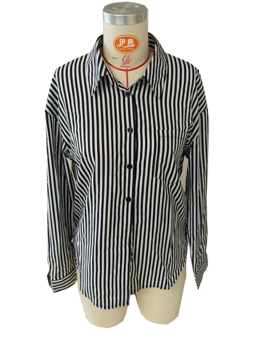 Elegant Women Tops Streetwear 2024 Autumn/Winter New Blouses Striped Printed Back Bow Front Button Long Sleeve Shirt for Female