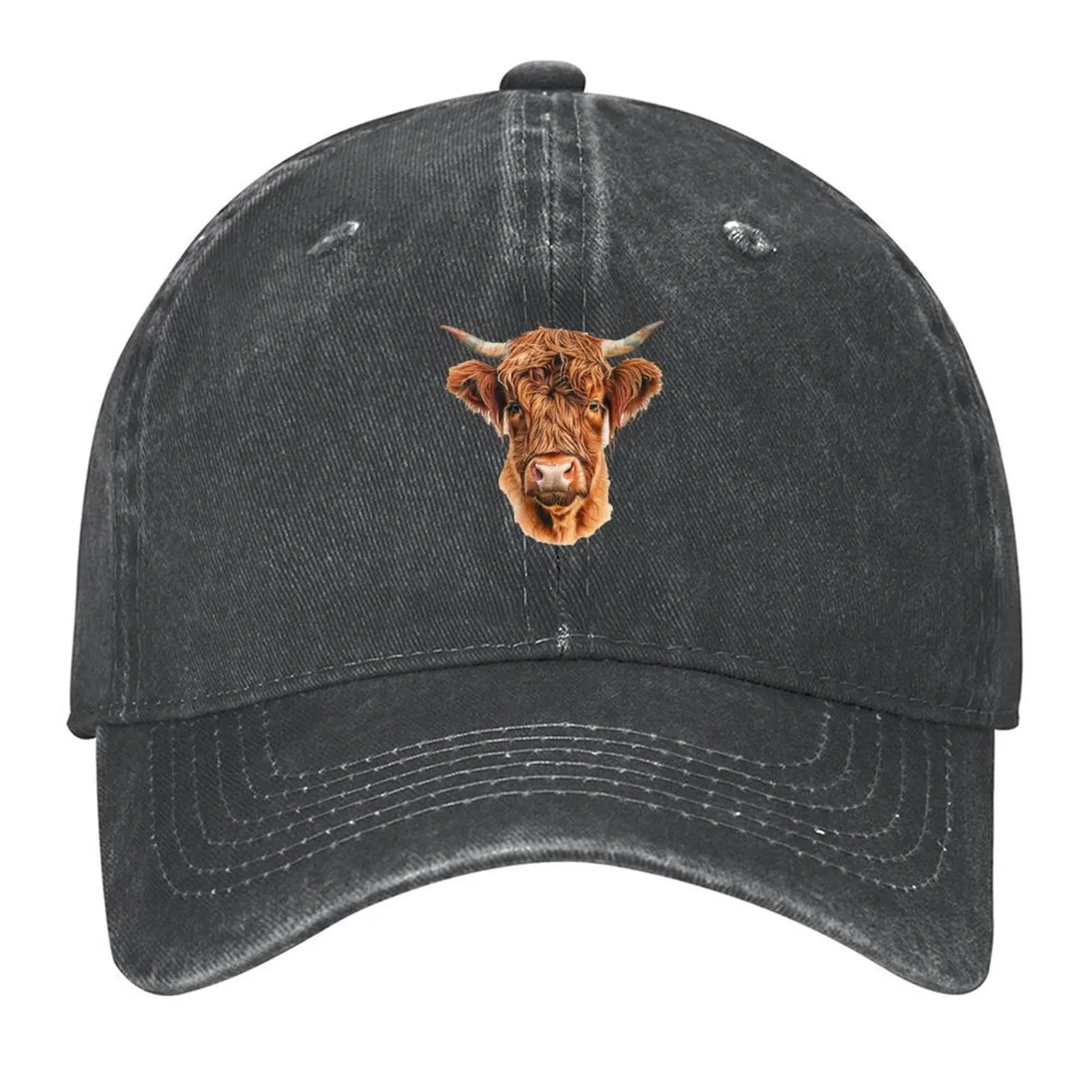 

Colourful Illustration of a Highland Cow Baseball Cap New In The Hat Golf Hat Man Beach Gentleman Hat For Women Men's