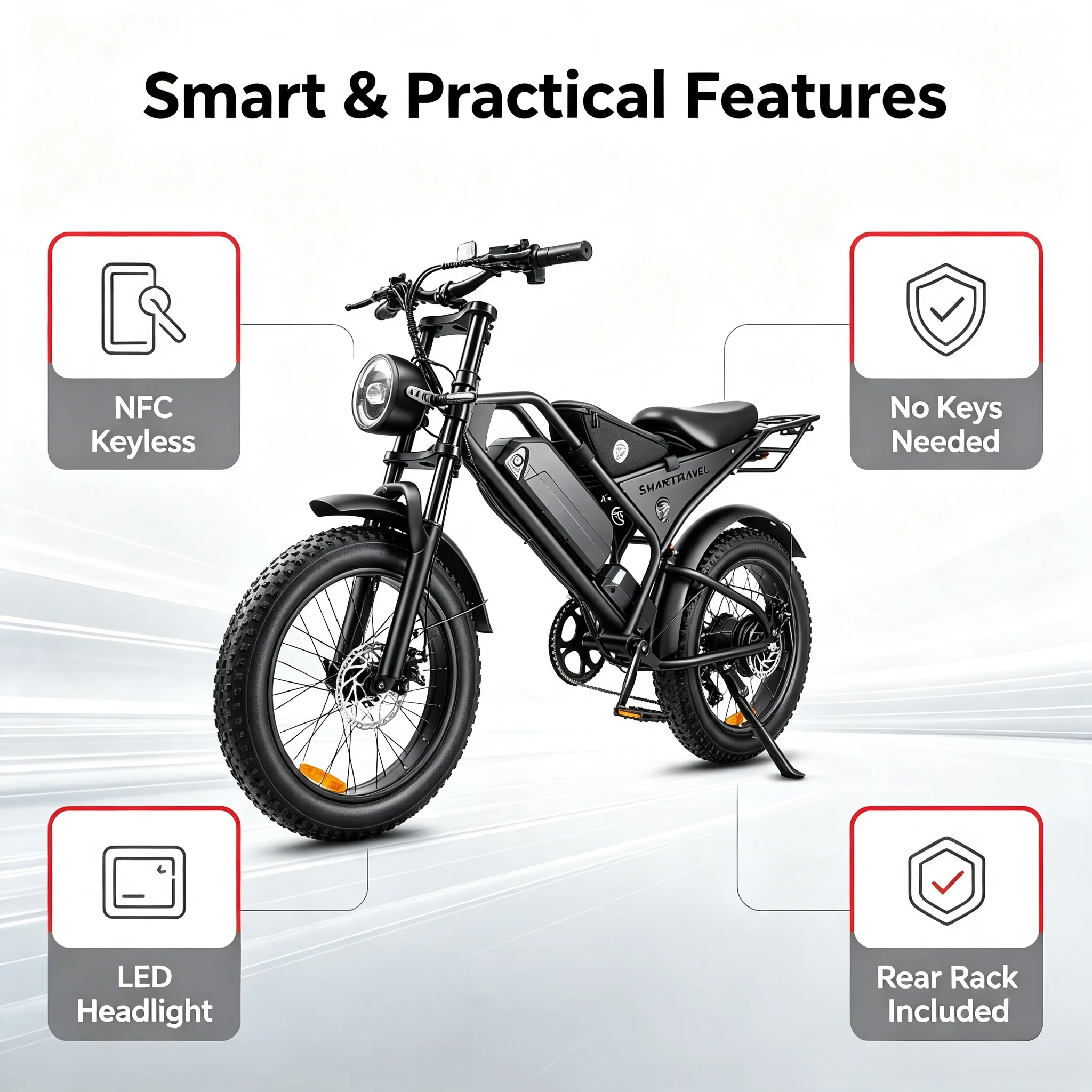 1500W Peak 85N.m Electric Bike SU8 20"x4.0 Fat Tire Full Suspension E‑Bike,48V 20Ah Removable Battery,32MPH Max Speed,Up to 60 Miles Range for Teens, Ships from USA view 7