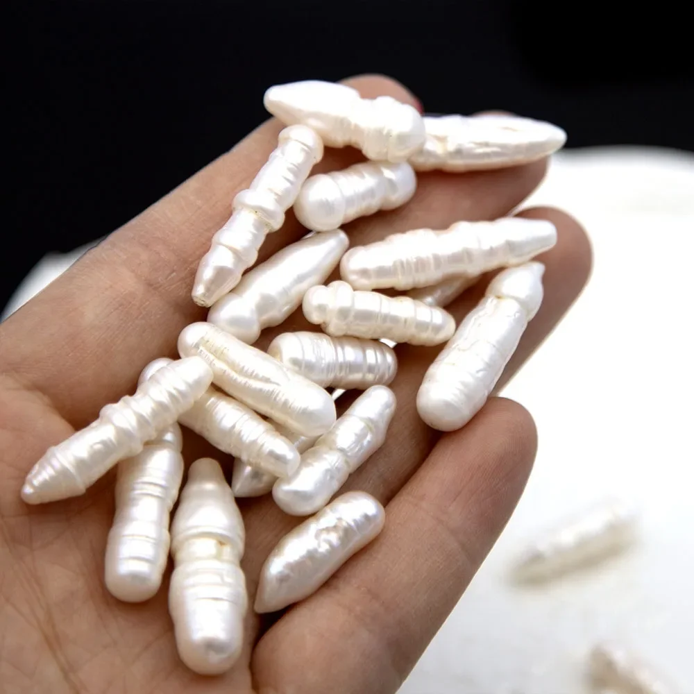 7x22 мм белые цилиндрические ребристые бусины без отверстий в стиле барокко, натуральный пресноводный жемчуг для изготовления ювелирных изделий, серьги, ожерелье, браслет