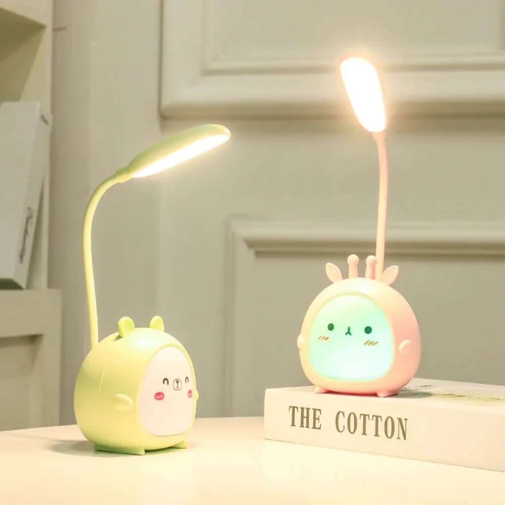 Cartoon Desk Lamp for Children, USB Night Light, Proteção para os olhos, Leitura, Estudo, Quarto, Sala de estar, Crianças