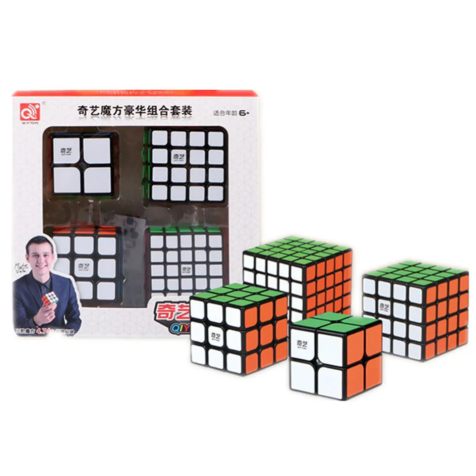 

Qiyi Speed Cube 4pcs Set Gift Pack Magic Cube Set 2x2x2 3x3x3 4x4x4 5x5x5 Triangle Dodecahedron Mastermorphix Speed Puzzle Toys