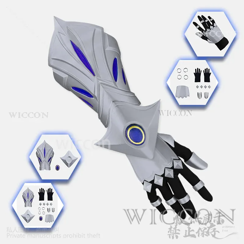 أنيمي لعبة LOL تأثيري Ezreal الأسلحة الأيدي ثلاثية الأبعاد الدعائم الفضة كوس حمض البوليلاكتيك لجميع القديسين هدايا حفلات عيد الميلاد رجل مخصص