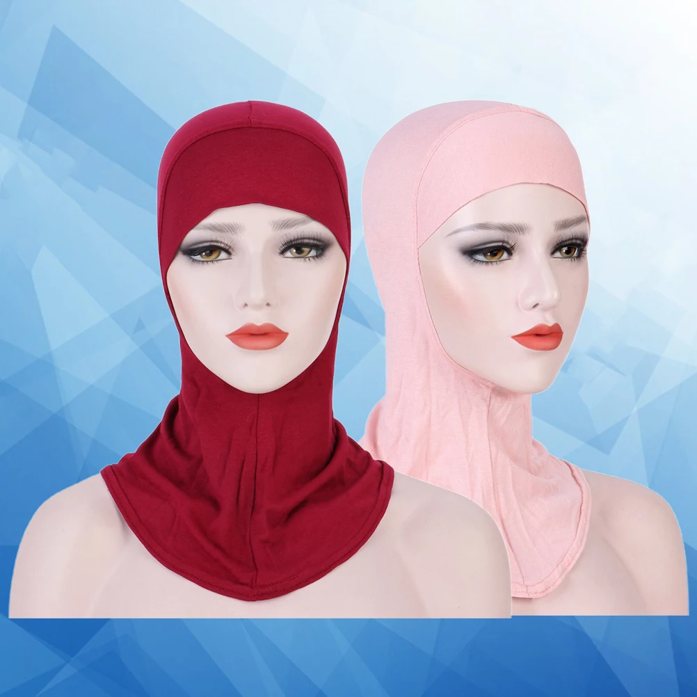 

2pcs Silk Cotton Women Muslim Head Cover Turban Headscarf Lightweight Breathable Summer Head Wrap Stylish Feminine Fashion Hat