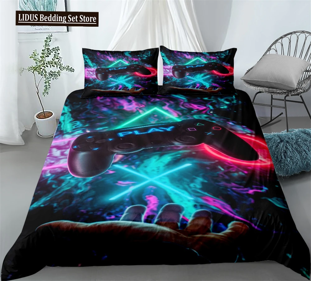 

Game Controller Duvet Cover Set 3D Gamepad With Button King Queen Full Twin Size Comforter Cover For Kids Polyester Bedding Set