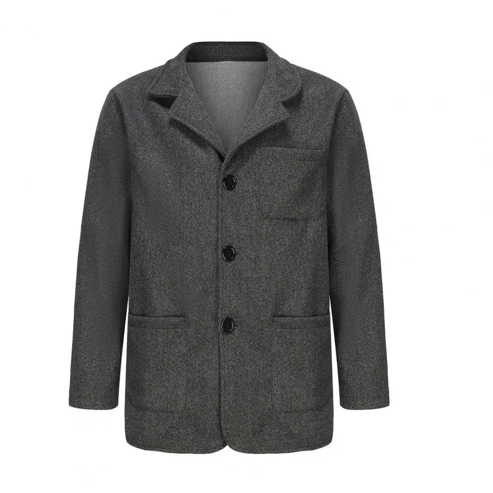 Versatile Fashion Coat Long Sleeve Coat Stylish Men's Lapel Coat with Pockets Long Sleeve Single-breasted for Wear for Style