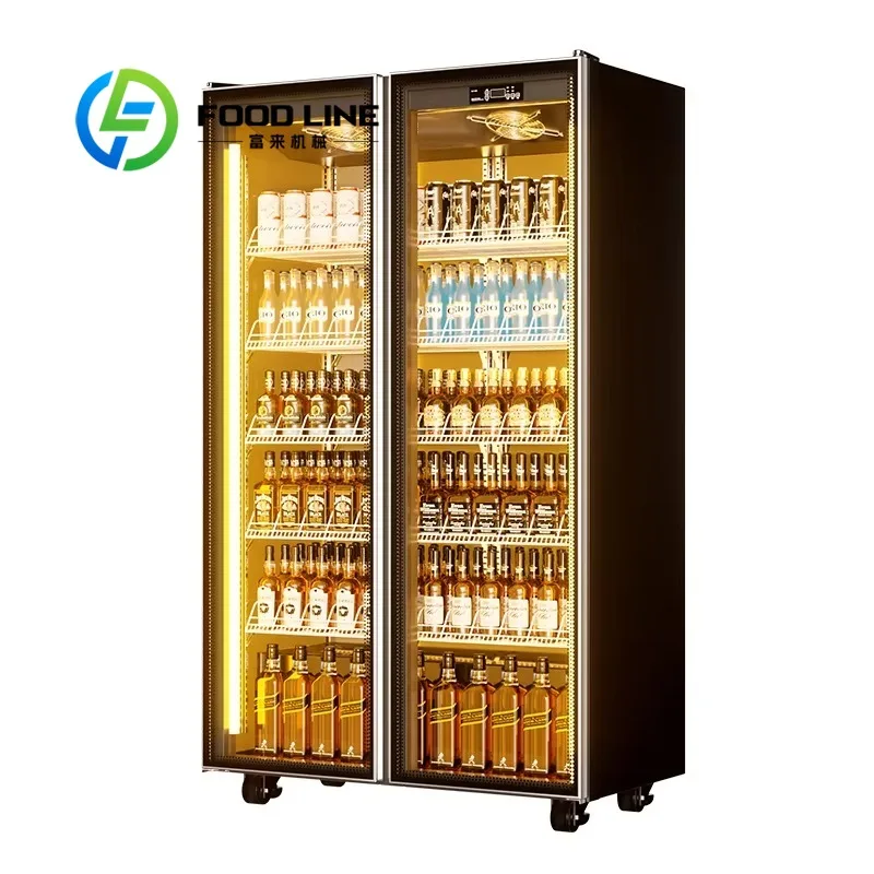 Glass Front Drink Chiller Cabinet, Precise Digital Temperature Control, Anti‑Collision Frame, Perfect For Canteen And Lobby Shop