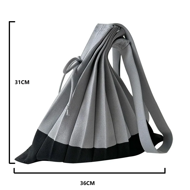 Korean Niche Designer Pleated Shoulder Shopping Bag Spring and Summer Foldable Knitted Large Portable Organ Bags for Women