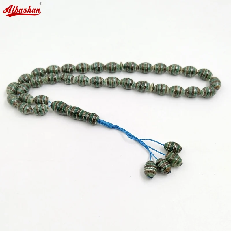 

Tasbih Зеленая ракушка четки Ручная роспись узор Мисбаха турецкий модный браслет на руку