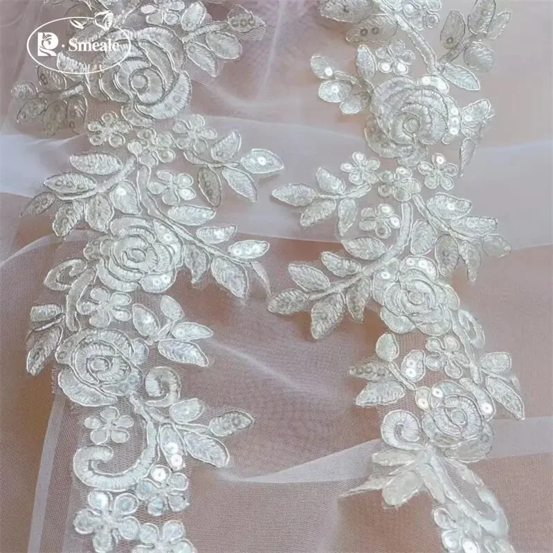 10 Stück = 5 Paar Spitzenblumen-Applikationen für Hochzeitskleider, Schleier, Hochzeitsschuhe, handgefertigte Accessoires, DIY-Applikation, RS414 – Detail 2