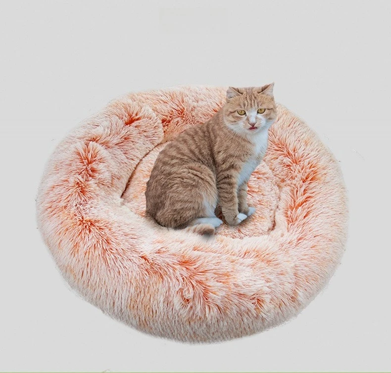 Now New cat litter kennel plush winter warm surrounded cat litter tie dye gradual change color multi-colored pet litter bed