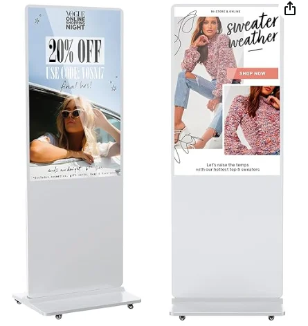MWE 65 Inch 4K Digitaal Signage Display Kiosk, Indoor Staande Reclamezuil, LCD Commerciële Display met Automatische Media Player, Android Systeem, HDMI/USB/WiFi