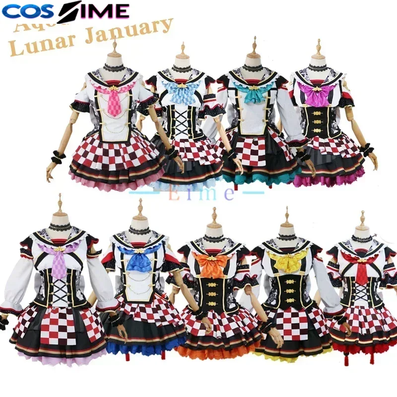 Disfraz de cosplay de Aqours Lunar January - Love Live! Traje de baile de Halloween para mujer Sunshine Ohara Mari Ruby, hecho a medida