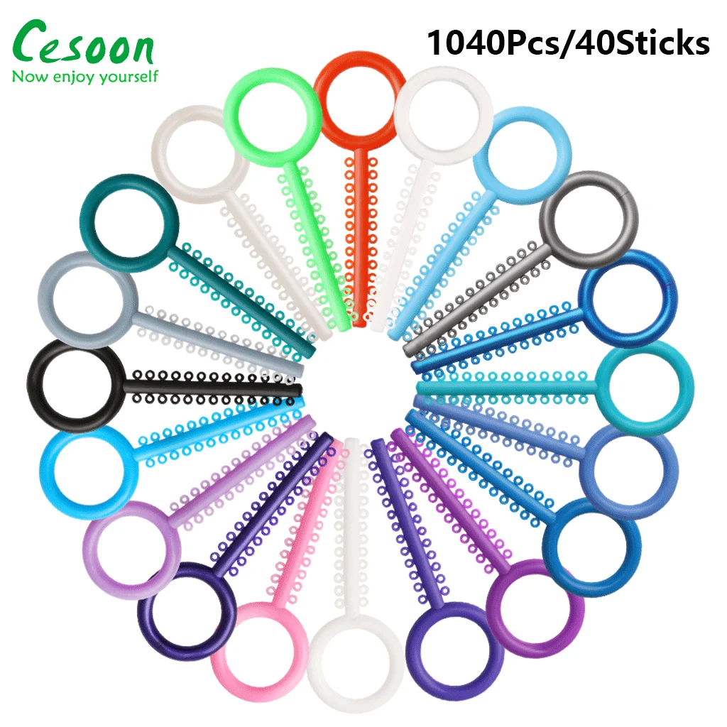 1040Pcs/40Sticks Dental Orthodontic Elastic Ligature Ties Colorful Rubber Bands for Brackets Braces Dentistry Treatment Material