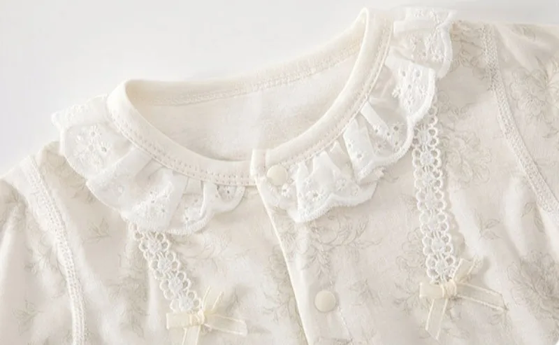 Neu eingetroffen: 0-18 Monate Baby Mädchen Prinzessinnen-Strampler, Neugeborenen Frühling Sommer Reiner Baumwoll-Strampler, Atmungsaktiver Strick-Einteiler für Säuglinge – Detail 8