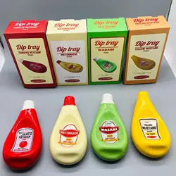 Squeeze Bottle Shaped Ceramic Sauce Dishes Dish Bowls Kitchen Soy Sauce Bowl Dipping Tray Japanese Tomato Ketchup Dipping Dish