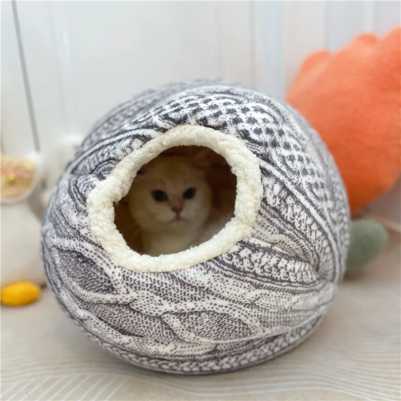 Imagem -03 - Bola de lã Esférica Cat House Ninho de Estimação Fechado Yurt Quente Yurt Quente Artigos de Cama Pequenos Four Seasons