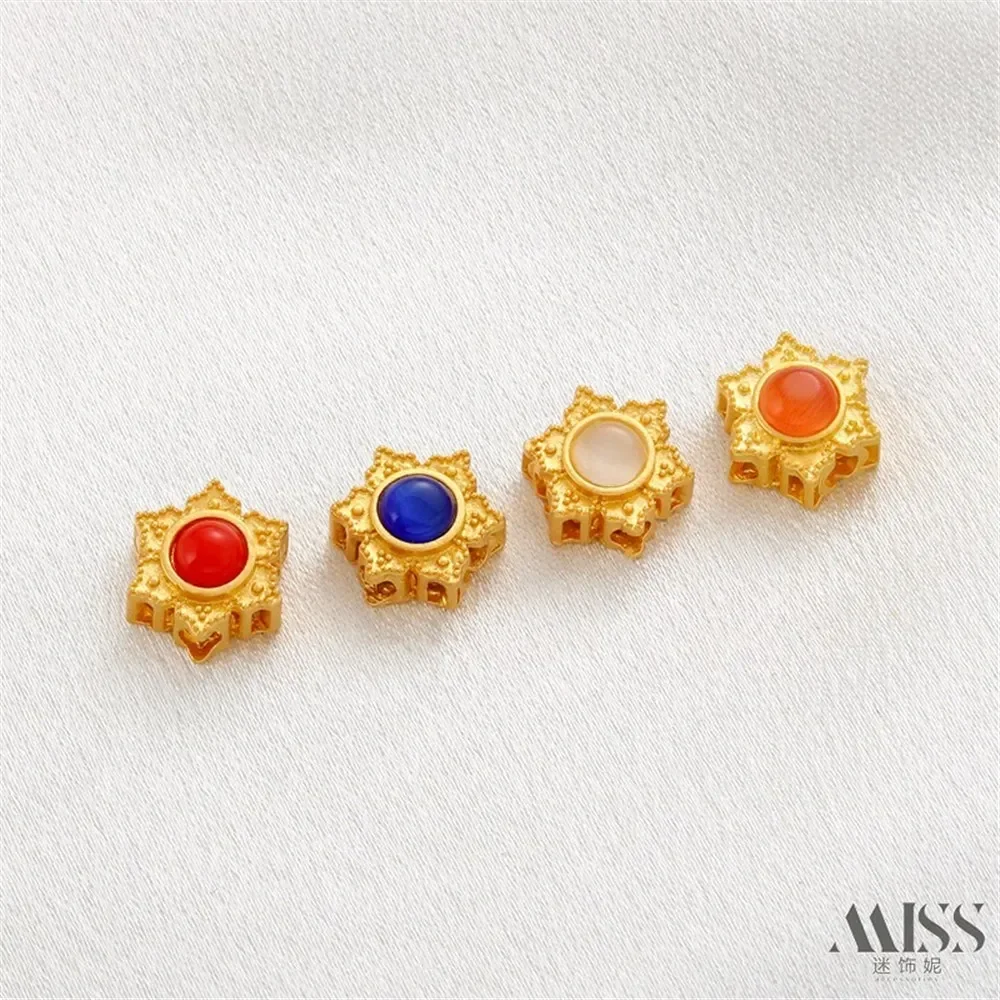 

Древнее матовое золото, инкрустированное имитацией кошачьего глаза, южный рубин, непальский бисер, сделай сам, переводные бусины, ювелирные аксессуары