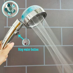 Turbo Propeller Pressurized Shower Head Massage Spa High Pressure Rainfall Shower One-Key Stop Spray Nozzle Bathroom Accessories