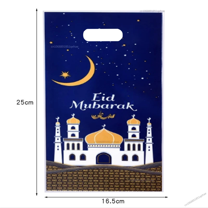 100/50 pçs eid mubarak sacos de embalagem de presente plástico doces tratar sacos kareem ramadan decoração 2025 muçulmano islâmico fontes de festa