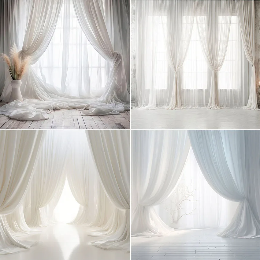 Mehofond Photography Background Indoor White Curtain Window Adult Birthday Wedding Maternity Portrait Decor Backdrop Photo Studi