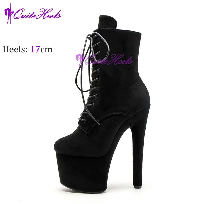 Hotales Black Matt Exotic Stripper Ankle Boots 17 20cm High Heels Platform Sexy Pole Dance Shoes Women 36-41