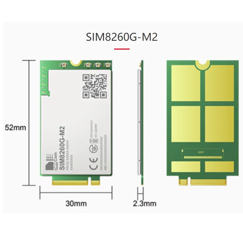 

Модуль SIMCOM SIM8260G-M2 5G M.2 поддерживает R16 5G NSA/SA 5G NR/LTE-FDD/LTE-TDD/HSPA+