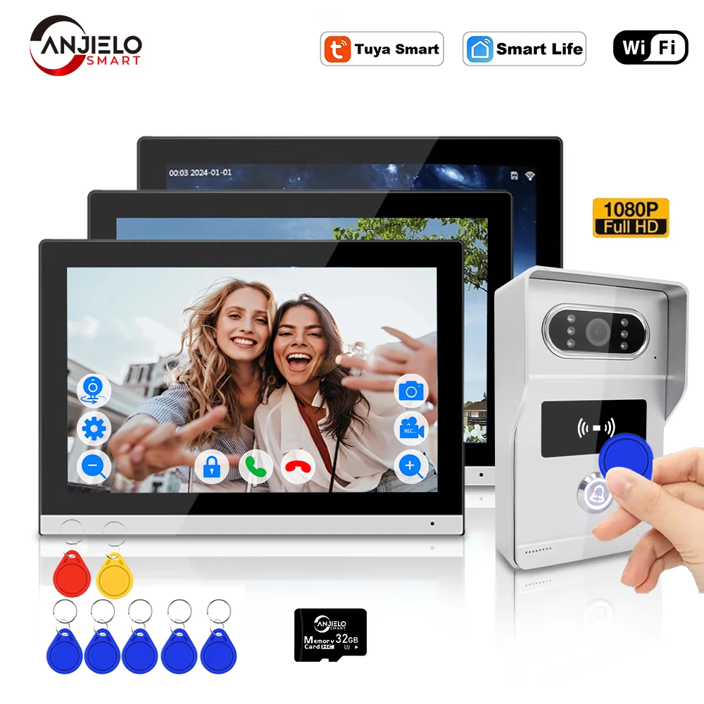anjielo-10-ips-tuya-smart-ip-video-doorbell-system-1080p-poe-wifi-intercom-rfid-access-control-for-villa-apartment-home-securit