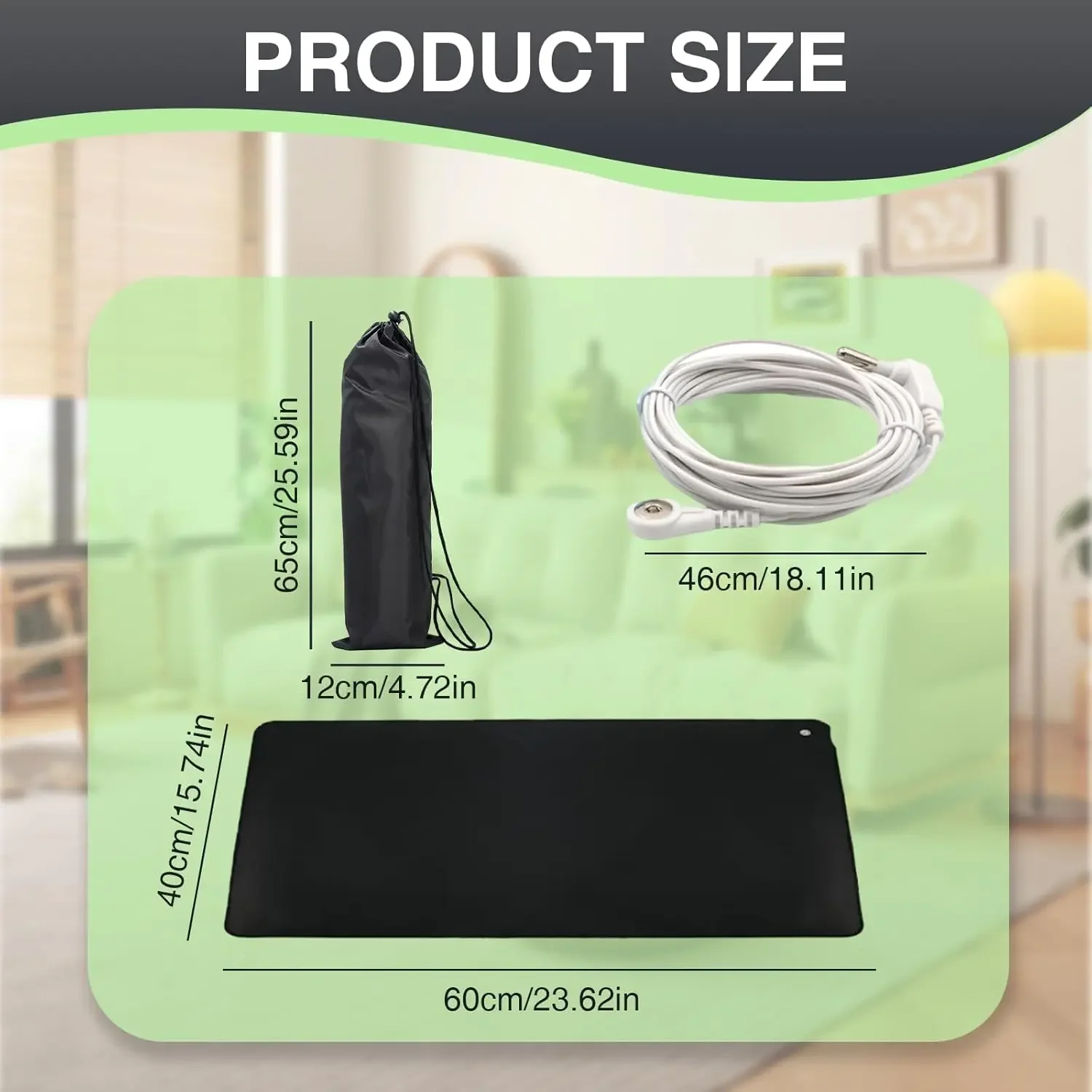 Grounding Mat for Feet 40x60cm (16"x24") - Earthing Mat with Conductive Cord to Reduce Stress, Improve Sleep & Boost Energy, Des view 6