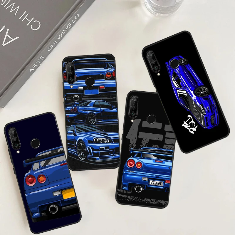 Skyline R34 Blue Case For Huawei P30 P20 P40 Lite Nova 11 Pro 3i 8i 11i 9 10 SE 5T Y60 Y61 Y70 Y90 Y91 Cover