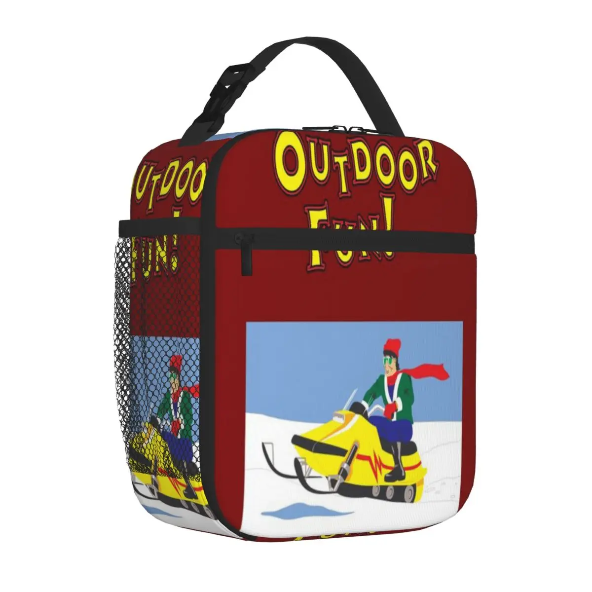Hot Sale Outdoor Fun - Snow Mobile Letter Print Sports Lunch Bag Safari Lunch Food Tote Bag