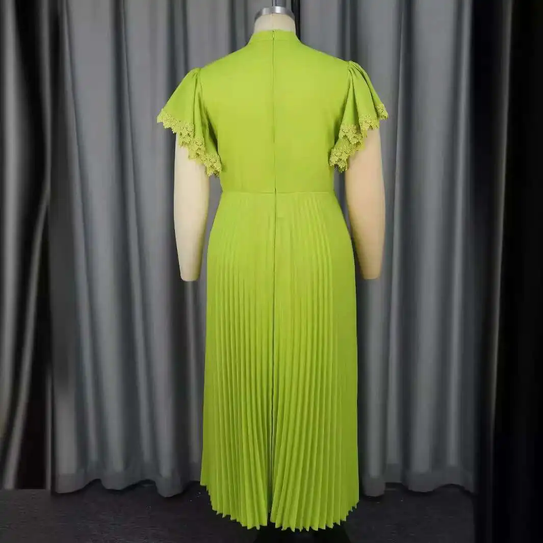 AM 040301   Modna i elegancka zielona spódnica w kształcie litery A Party bankietowa plisowana spódnica z wysokim stanem