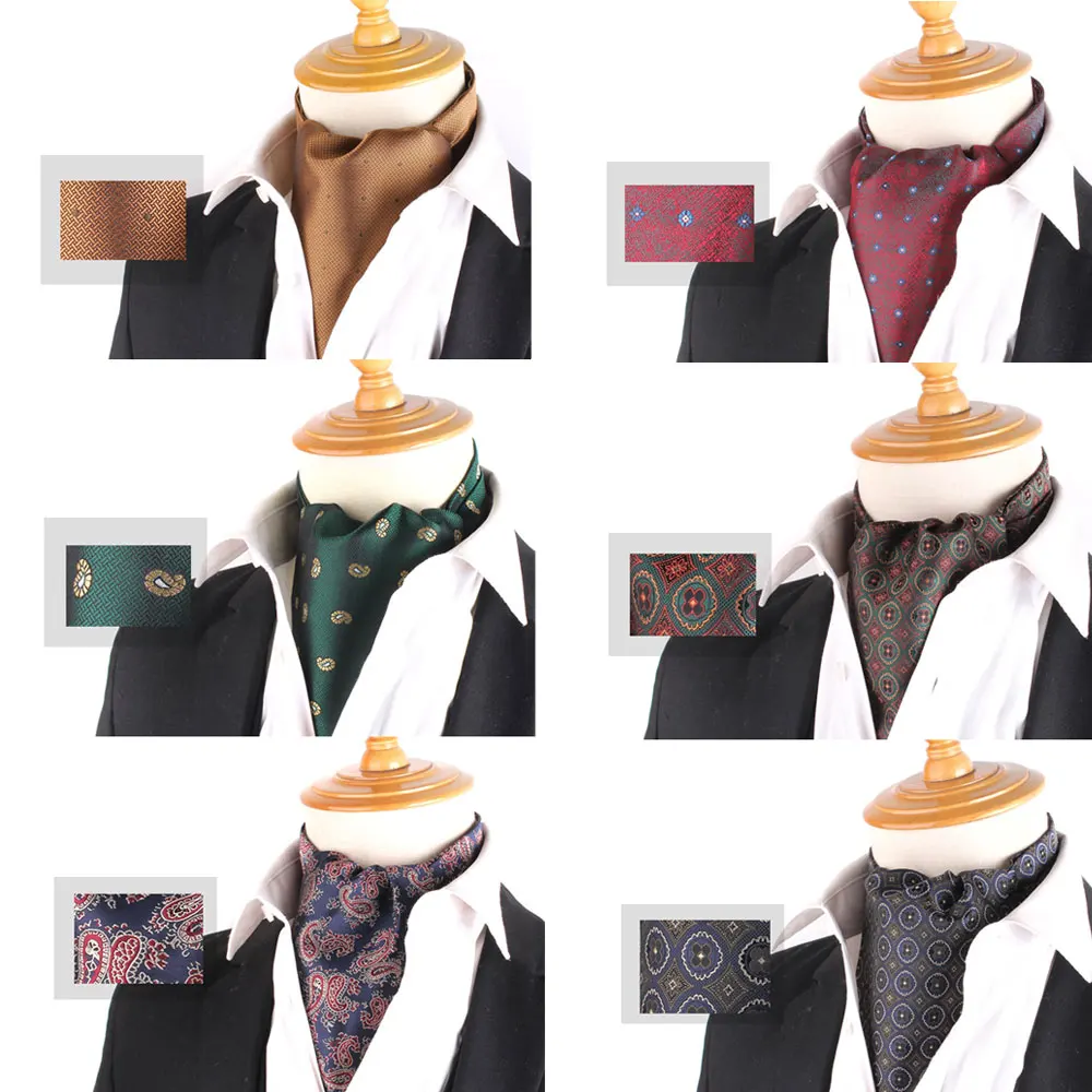 Cashew Tie For Men Women Wedding Formal Cravat Ascot Ties Scrunch Self British Gentleman Polyester Soft Paisley Neck Tie Luxury