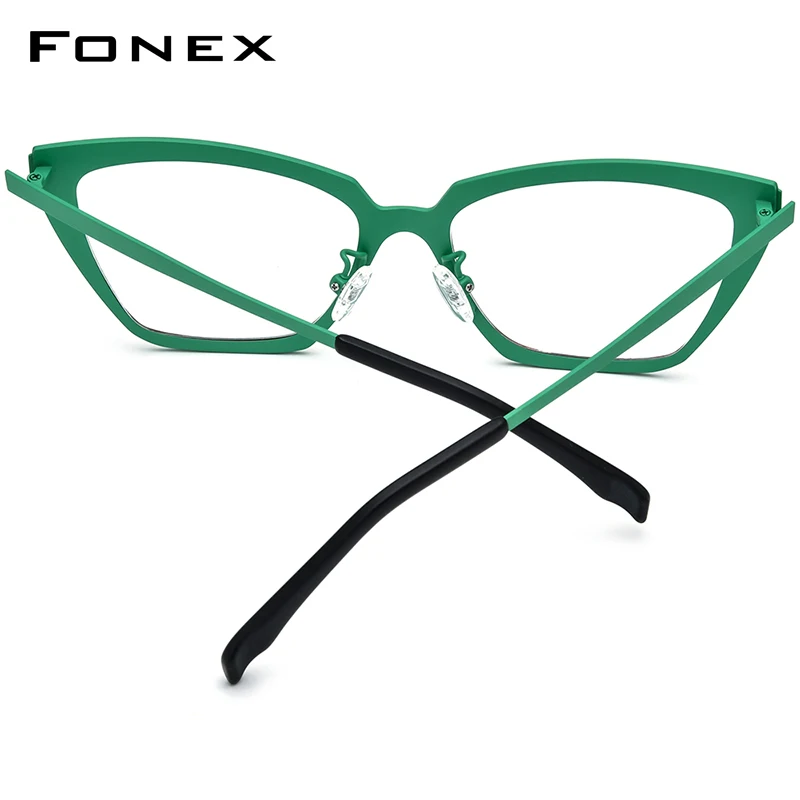 FONEX Titanium Glasses Frame Women New Fashion Brand Design Big Size Cat Eye Eyeglasses Ultralight Cateye Oversize Eyewear 85809