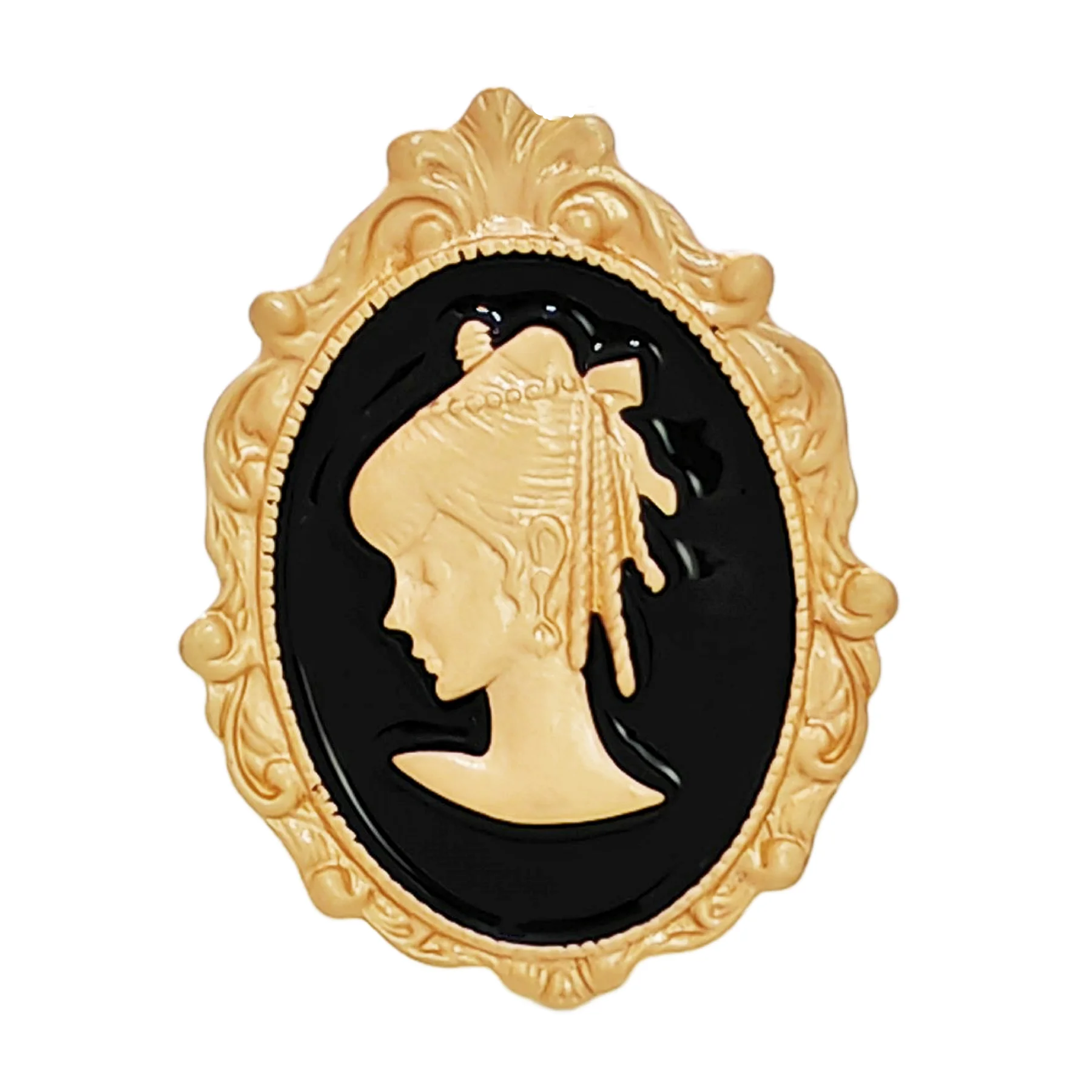 

1920s-style Left-facing Cameo Silhouette Brooch Lady Pin Costume Jewelry