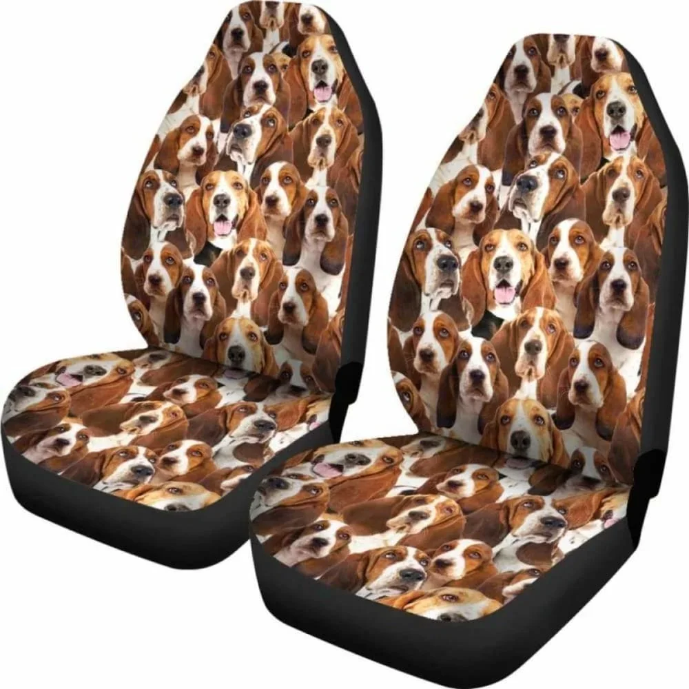 Basset Hound Full Face Car Seat Covers,Pack of 2 Universal Front Seat Protective Cover