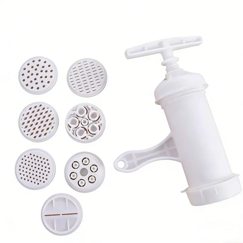 

Cookware Plastic Noodle Press Manual White Noodle Making Machine with 7 Different Printing Molds Pasta Maker Kitchen Newbie