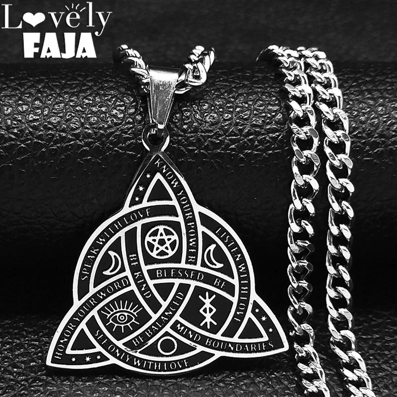 Wikinga czarownica węzeł celtycki naszyjnik ze stali nierdzewnej mężczyźni łańcuszek Odin gotycki naszyjnik ochrona Amulet biżuteria nudo de bruja