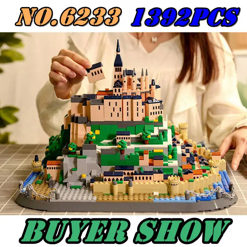 

Architecture Model France Mont-Saint-Michel World Architecture Street View Building Blocks Set Assembled Bricks Toys Gifts