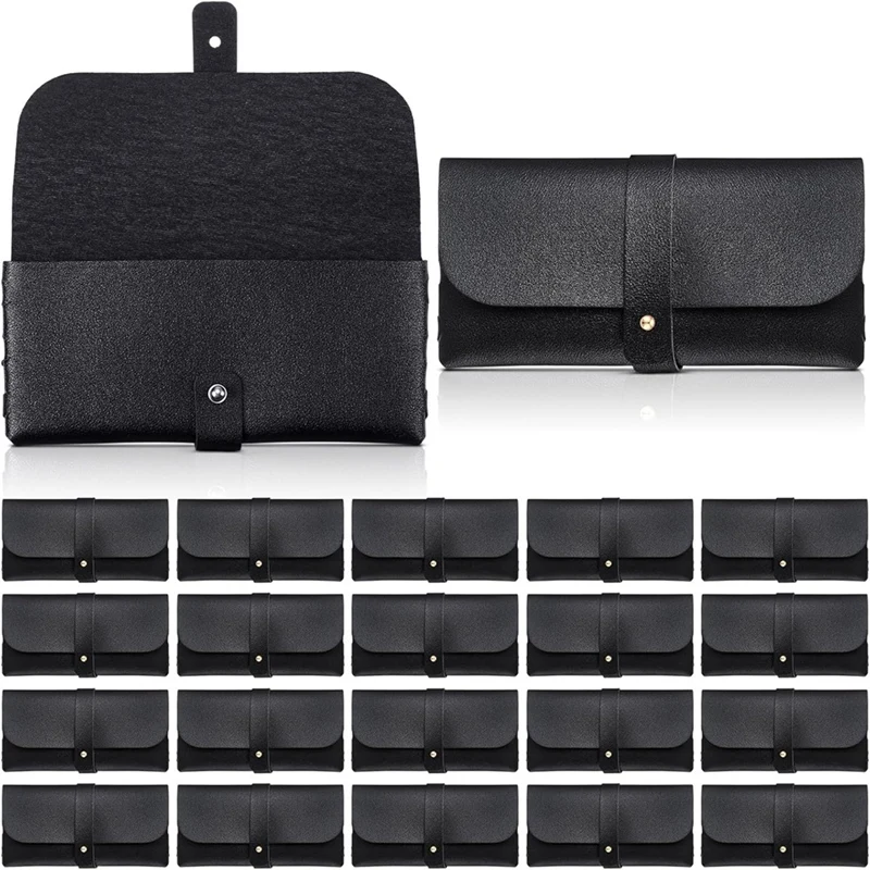 

EF-20 Pack Money Bags Waterproof PU Leather Bag Small Cash Safe Pocket With Button Wallet Pocket For Cash, Banknotes, Coins