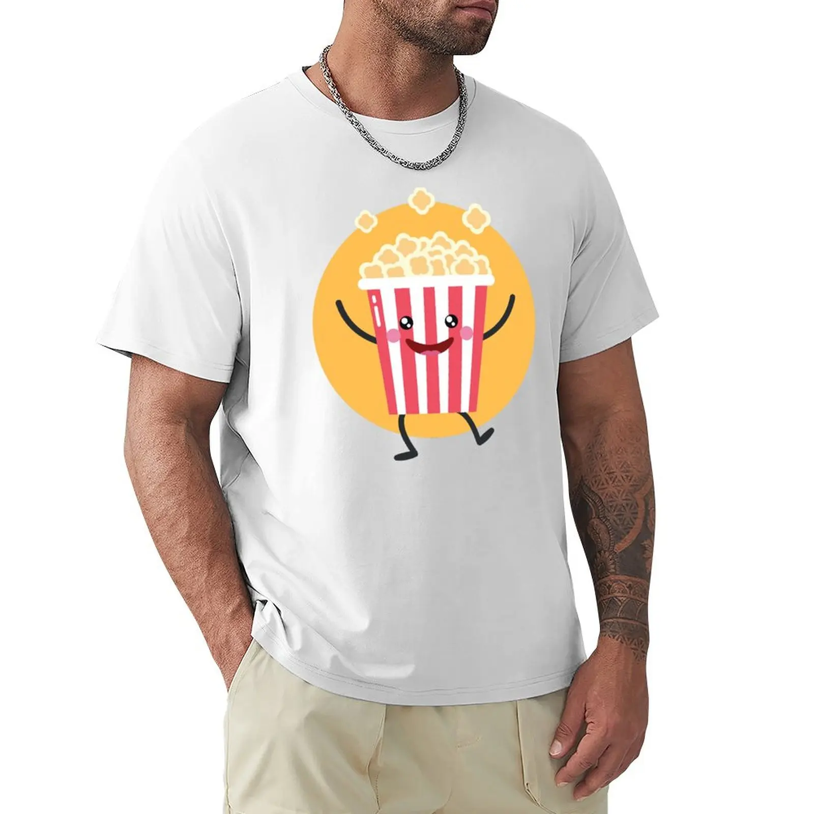 

Dancing Cinema Popcorn Cartoon T-Shirt funnys customizeds mens cotton t shirts