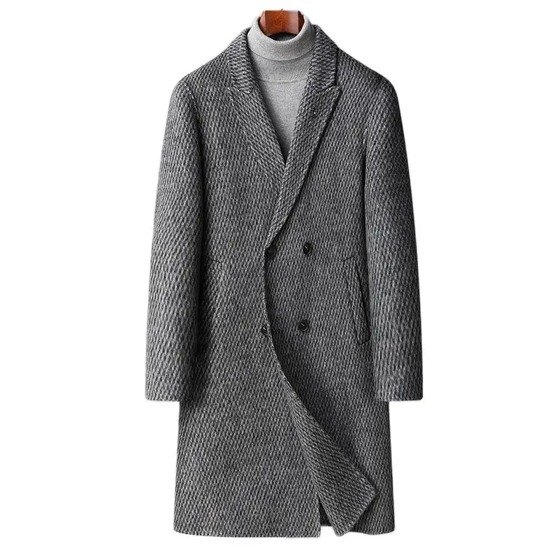 

BATMO 2023 New Arrival Top quality wool Long trench coat men,male Double Breastedovercoat MQG9103